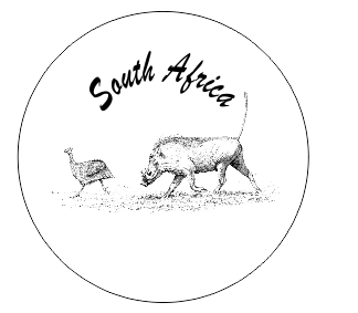 Button Magnet Warthog & Guinea Fowl Drawing