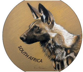 Button Magnet Wild Dog Painting