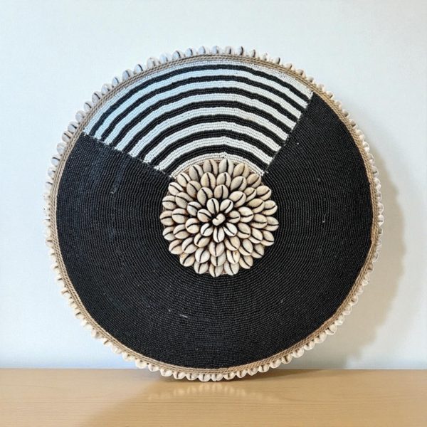 Cameroon beaded shield white, black and cowrie shells 30cm – South ...