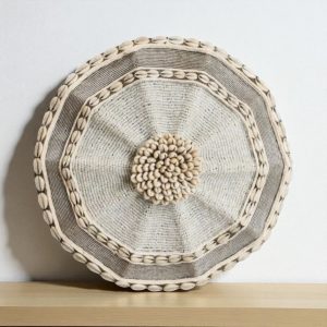 Cameroon beaded shield green and cowrie shells 55cm