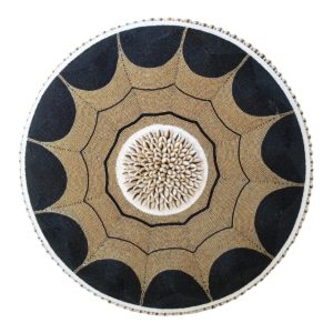 Cameroon beaded shield black and gold 30cm