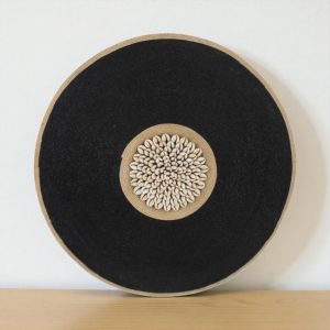 Cameroon beaded shield black and cowrie shells 30cm