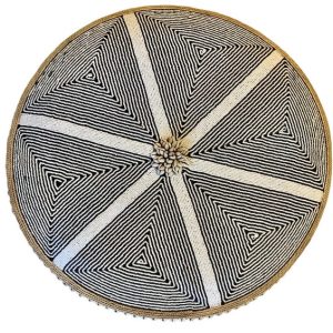 Cameroon beaded shield black, clear and cowie shells 30cm