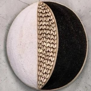 Cameroon umbrella beaded shield black and cowrie shells 55cm