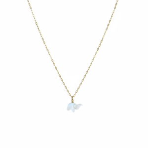 18k Gold plated necklace with a pearly elephant pendant